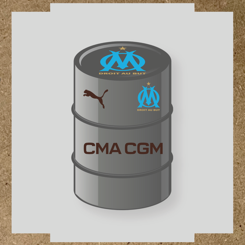 Kit de 4 stickers Olympique De Marseille pour baril décoratif couleur:marron foncé