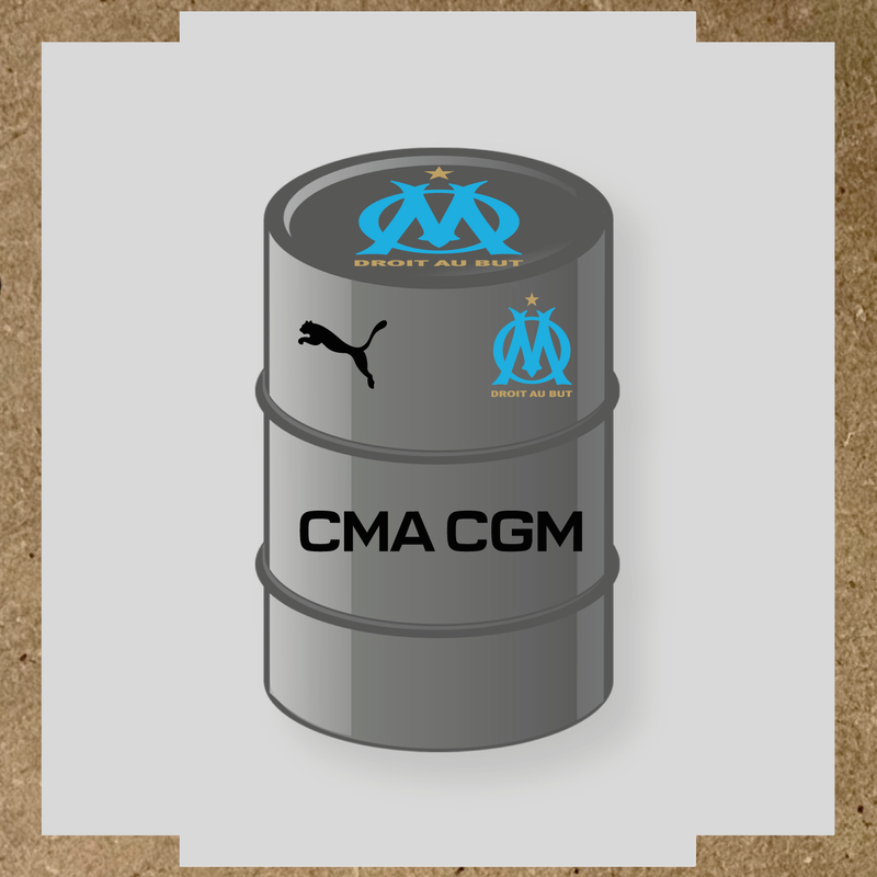Kit de 4 stickers Olympique De Marseille pour baril décoratif couleur:noir