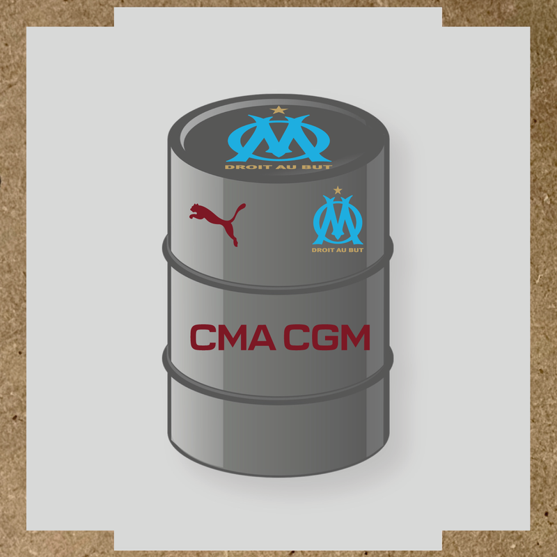Kit de 4 stickers Olympique De Marseille pour baril décoratif couleur:rouge bordeaux