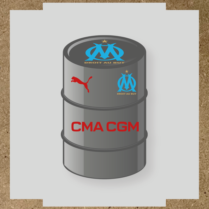 Kit de 4 stickers Olympique De Marseille pour baril décoratif couleur:rouge foncé