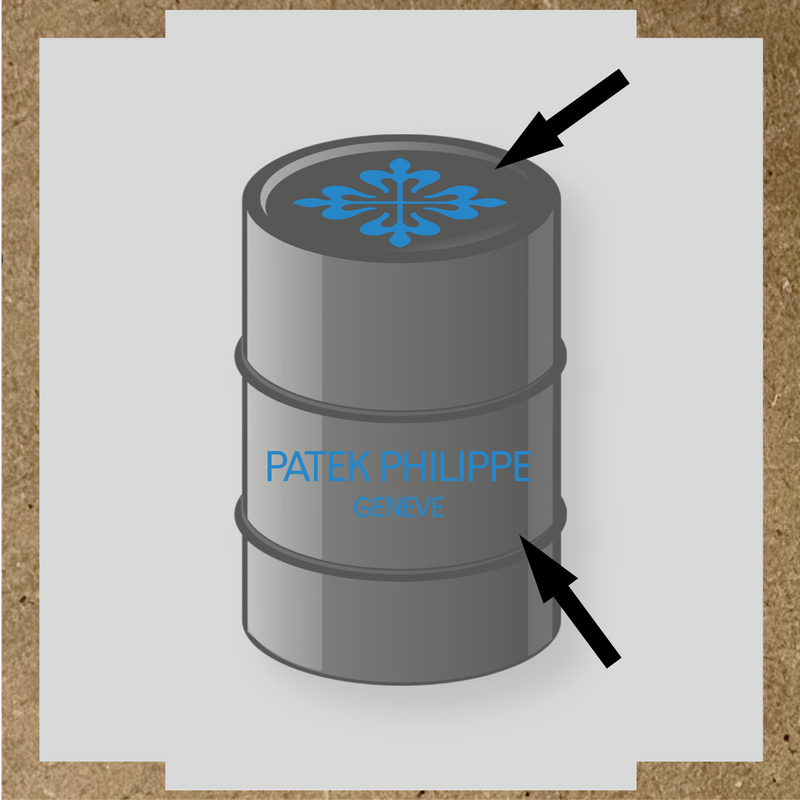 Kit de 2 stickers pour baril, design en vinyle représentant un motif complexe avec le texte 'PATEK PHILIPPE GENEVE' couleur:bleu lagon