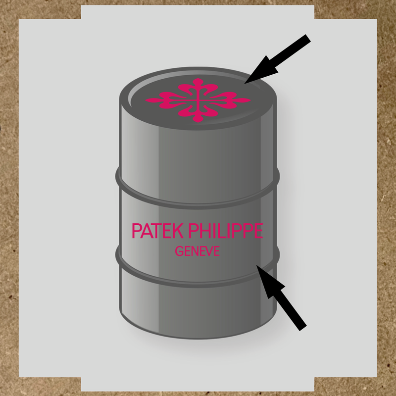 Kit de 2 stickers pour baril, design en vinyle représentant un motif complexe avec le texte 'PATEK PHILIPPE GENEVE' couleur:rose
