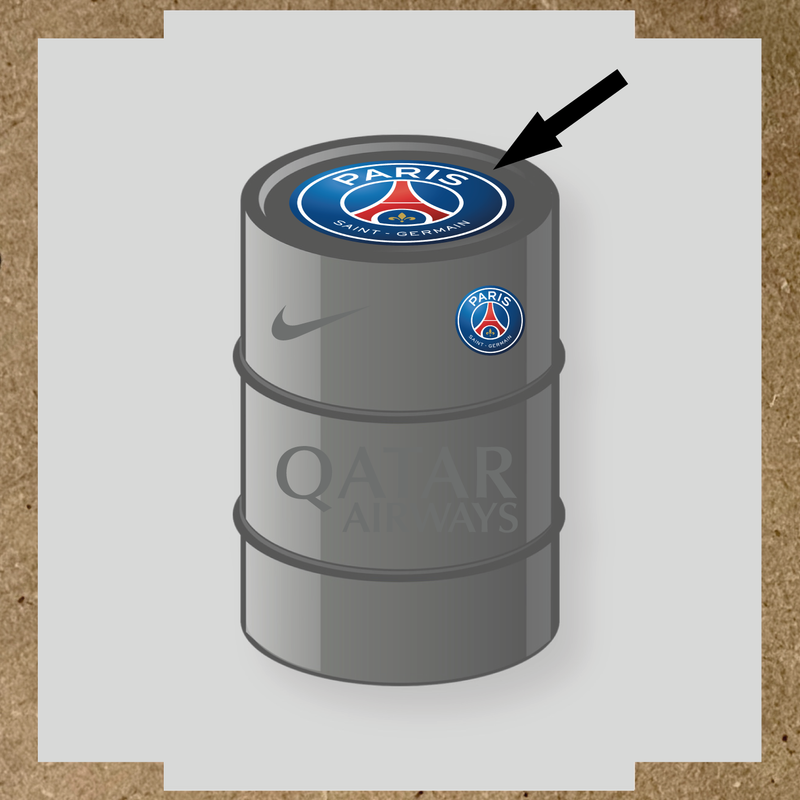 Kit de 4 stickers Paris Saint-Germain pour baril décoratif, incluant le logo principal et des designs de haute qualité. couleur:gris foncé