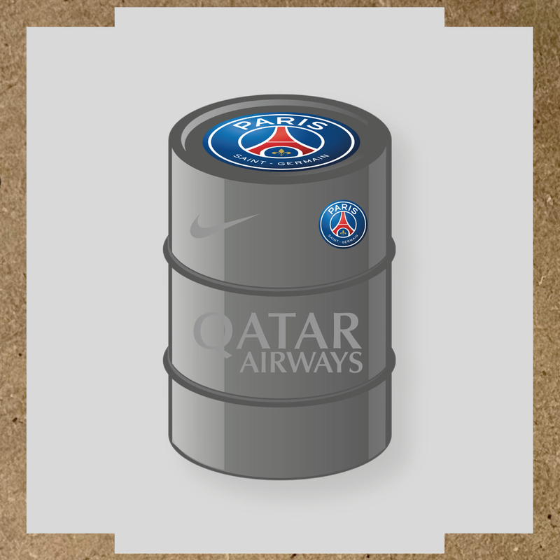 Kit de 4 stickers Paris Saint-Germain pour baril décoratif, incluant le logo principal et des designs de haute qualité. couleur:gris