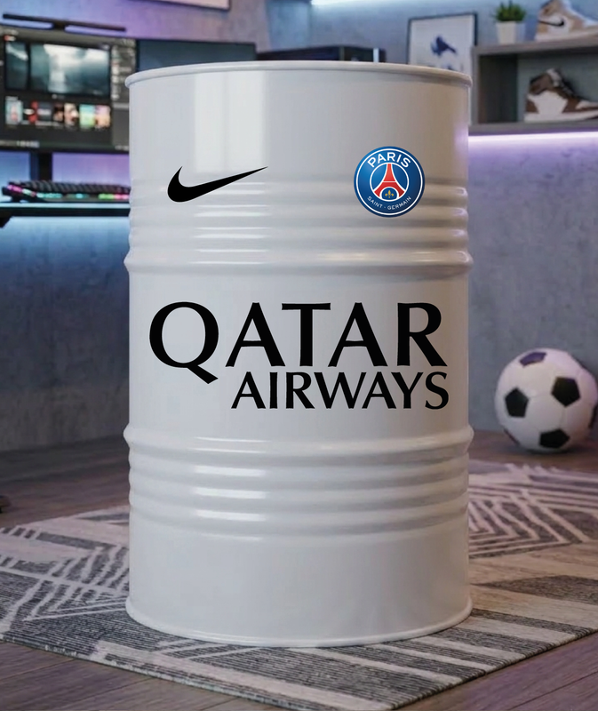 Baril décoratif avec stickers Paris Saint-Germain et visuel secondaire Nike 