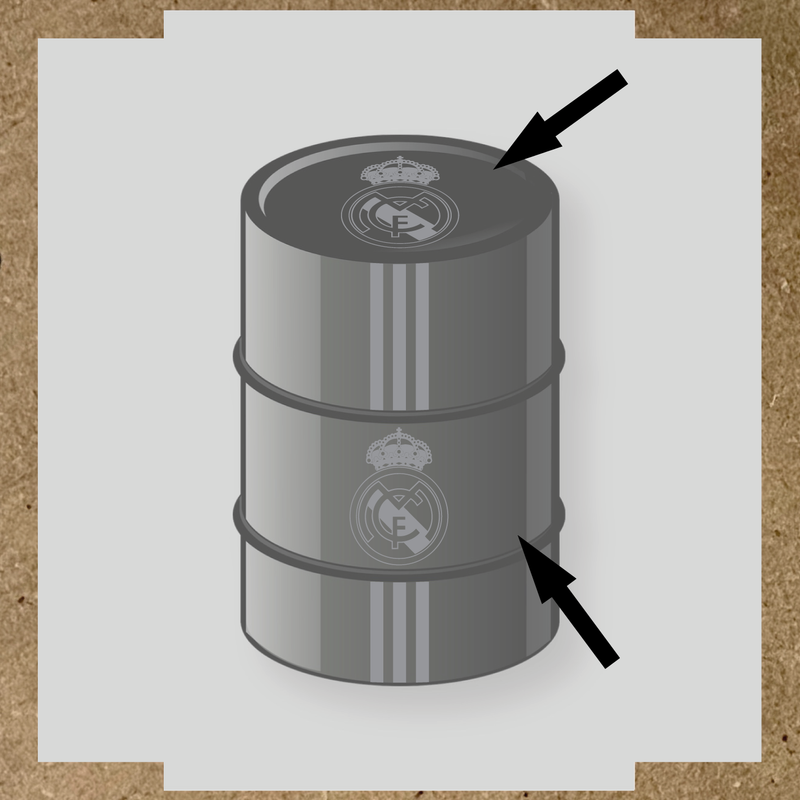 Kit de 4 stickers pour baril décoratif représentant le Real Madrid couleur:argent