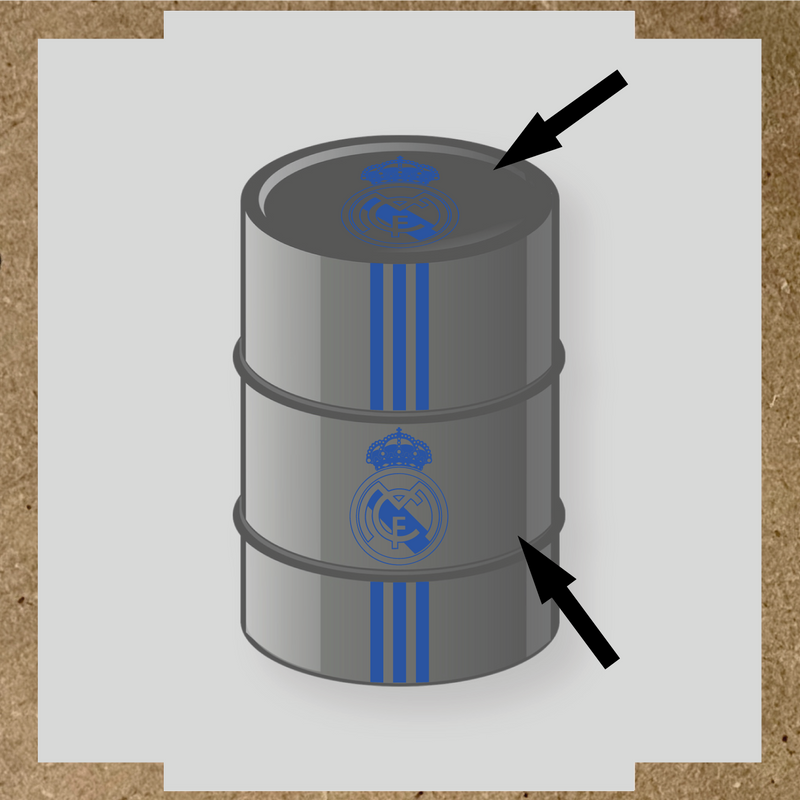 Kit de 4 stickers pour baril décoratif représentant le Real Madrid couleur:bleu acier