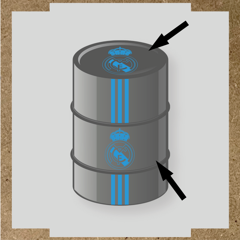 Kit de 4 stickers pour baril décoratif représentant le Real Madrid couleur:bleu ciel