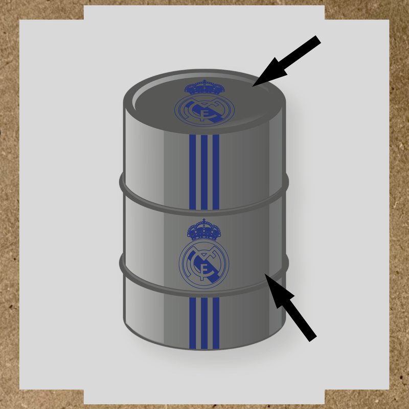Kit de 4 stickers pour baril décoratif représentant le Real Madrid couleur:bleu indigo