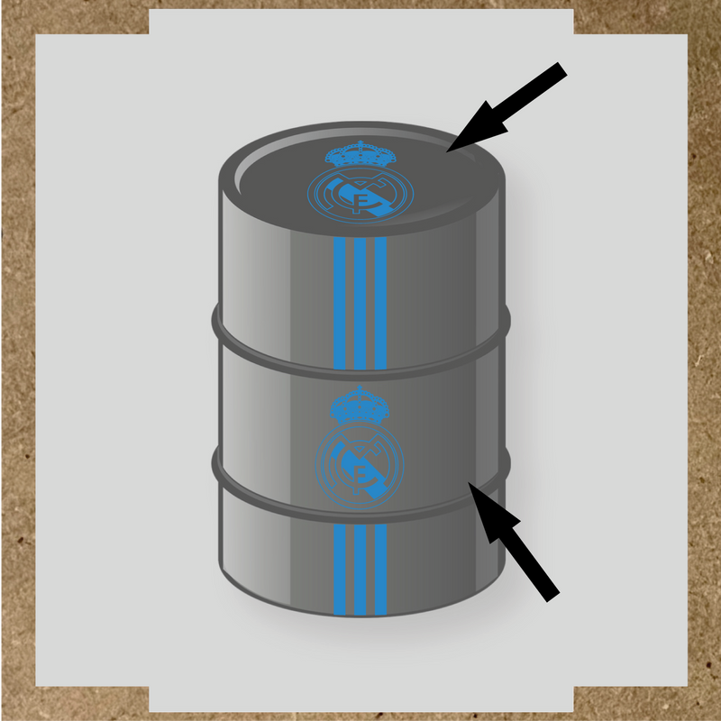 Kit de 4 stickers pour baril décoratif représentant le Real Madrid couleur:bleu lagon