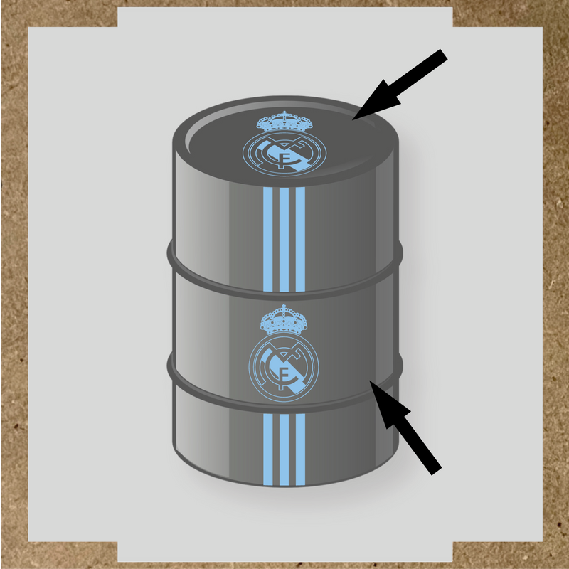 Kit de 4 stickers pour baril décoratif représentant le Real Madrid couleur:bleu pastel