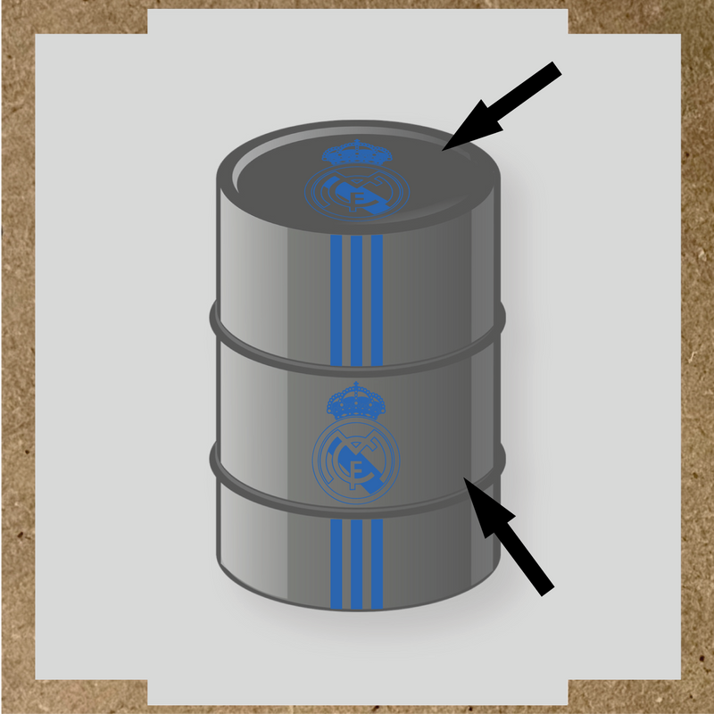 Kit de 4 stickers pour baril décoratif représentant le Real Madrid couleur:bleu pétrole