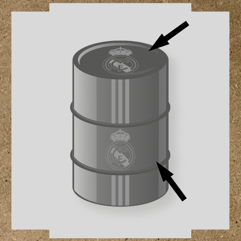 Kit de 4 stickers pour baril décoratif représentant le Real Madrid couleur:gris