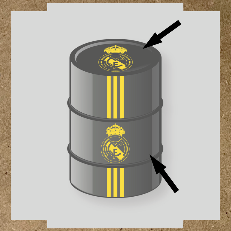 Kit de 4 stickers pour baril décoratif représentant le Real Madrid couleur:jaune clair
