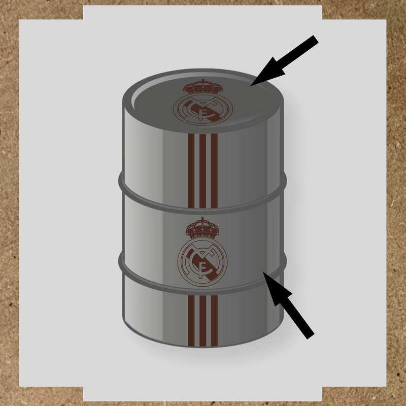 Kit de 4 stickers pour baril décoratif représentant le Real Madrid couleur:marron foncé