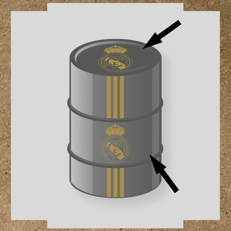 Kit de 4 stickers pour baril décoratif représentant le Real Madrid couleur:or