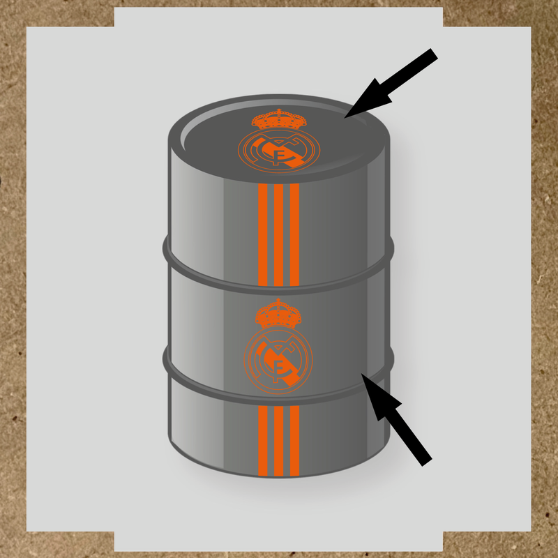 Kit de 4 stickers pour baril décoratif représentant le Real Madrid couleur:orange