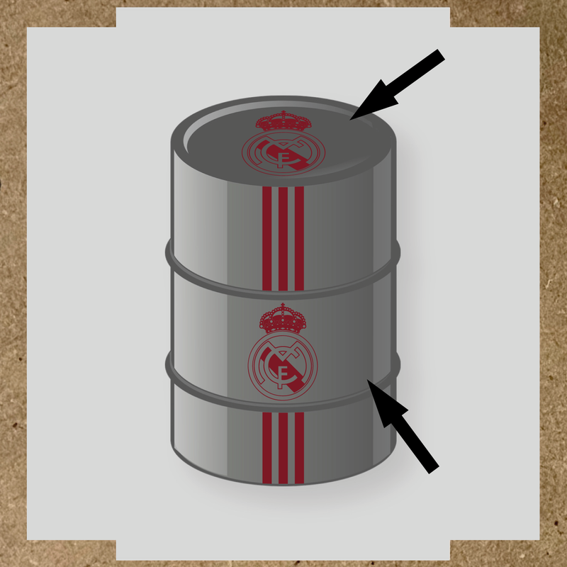 Kit de 4 stickers pour baril décoratif représentant le Real Madrid couleur:rouge bordeaux