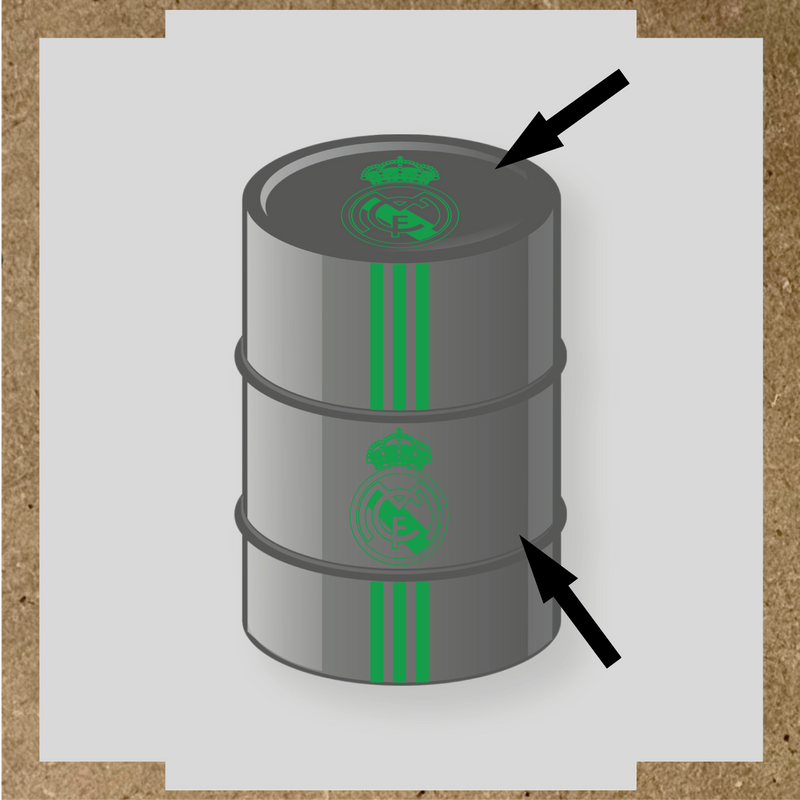 Kit de 4 stickers pour baril décoratif représentant le Real Madrid couleur:vert vif