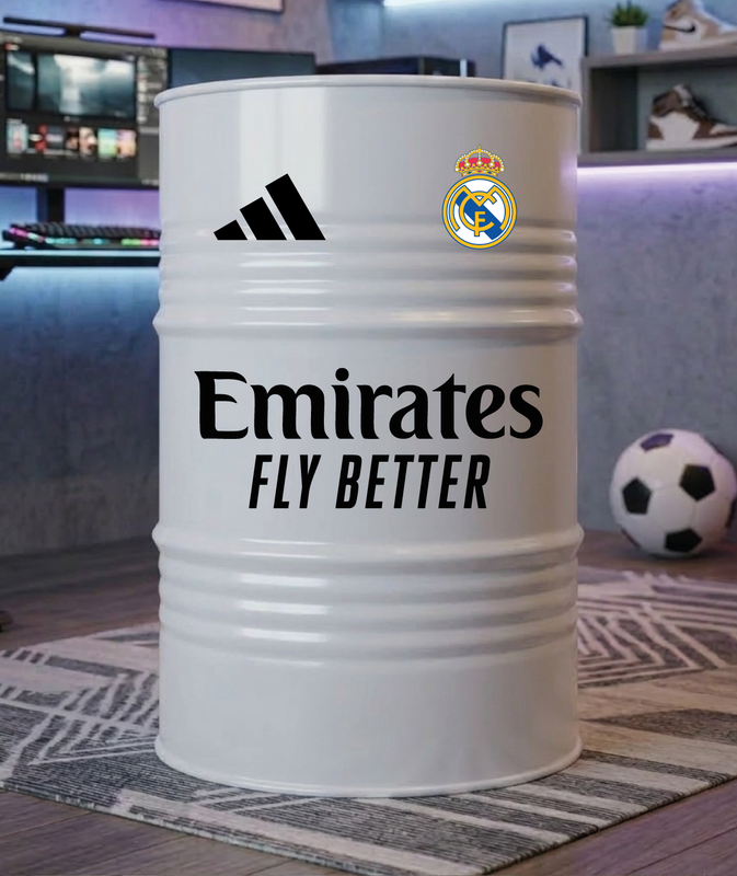 Baril décoratif avec kit de 4 stickers Real Madrid version 2 