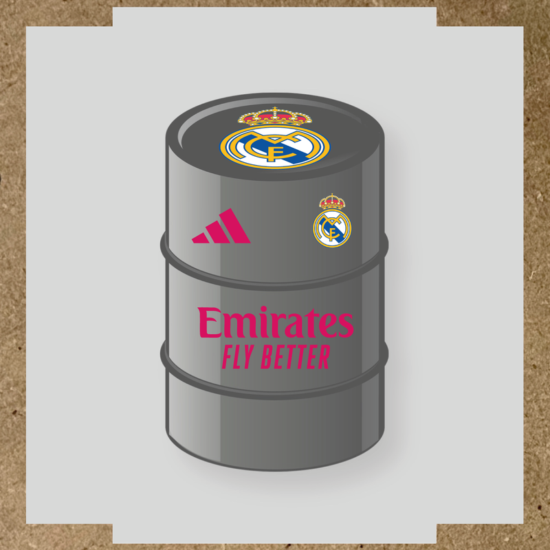 Kit de 4 stickers pour baril décoratif design Real Madrid avec le logo sur le dessus. couleur:rose