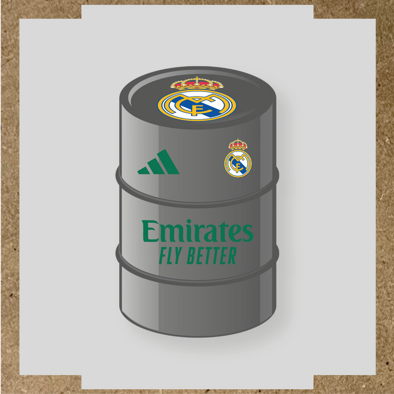Kit de 4 stickers pour baril décoratif design Real Madrid avec le logo sur le dessus. couleur:vert émeraude