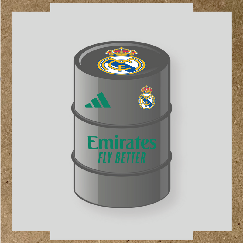 Kit de 4 stickers pour baril décoratif design Real Madrid avec le logo sur le dessus. couleur:vert jade