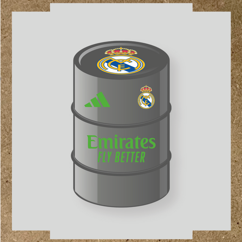 Kit de 4 stickers pour baril décoratif design Real Madrid avec le logo sur le dessus. couleur:vert prairie