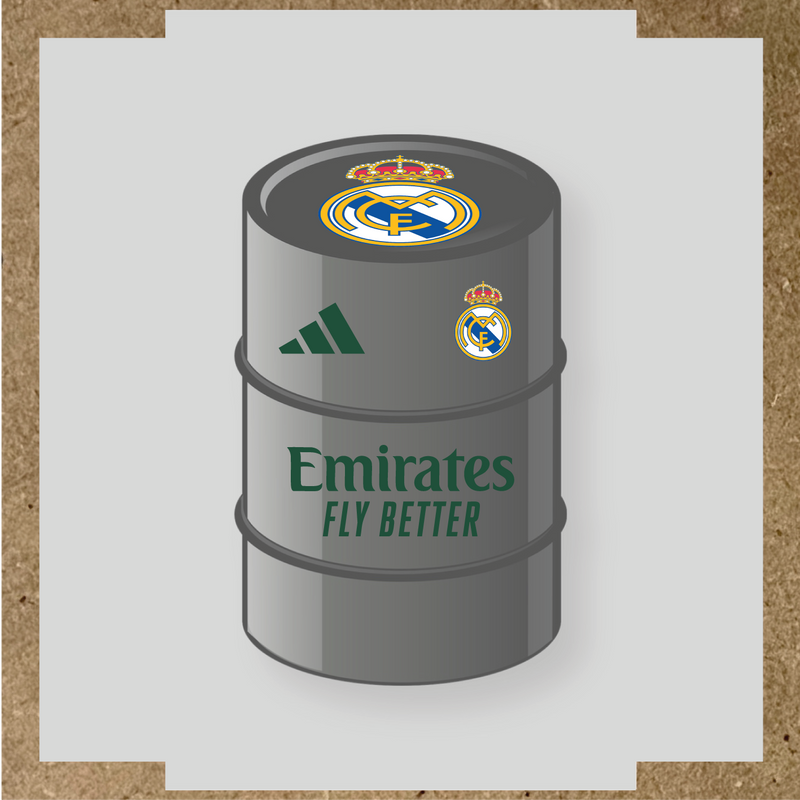 Kit de 4 stickers pour baril décoratif design Real Madrid avec le logo sur le dessus. couleur:vert sapin