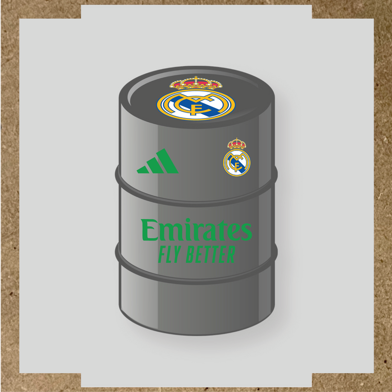 Kit de 4 stickers pour baril décoratif design Real Madrid avec le logo sur le dessus. couleur:vert vif