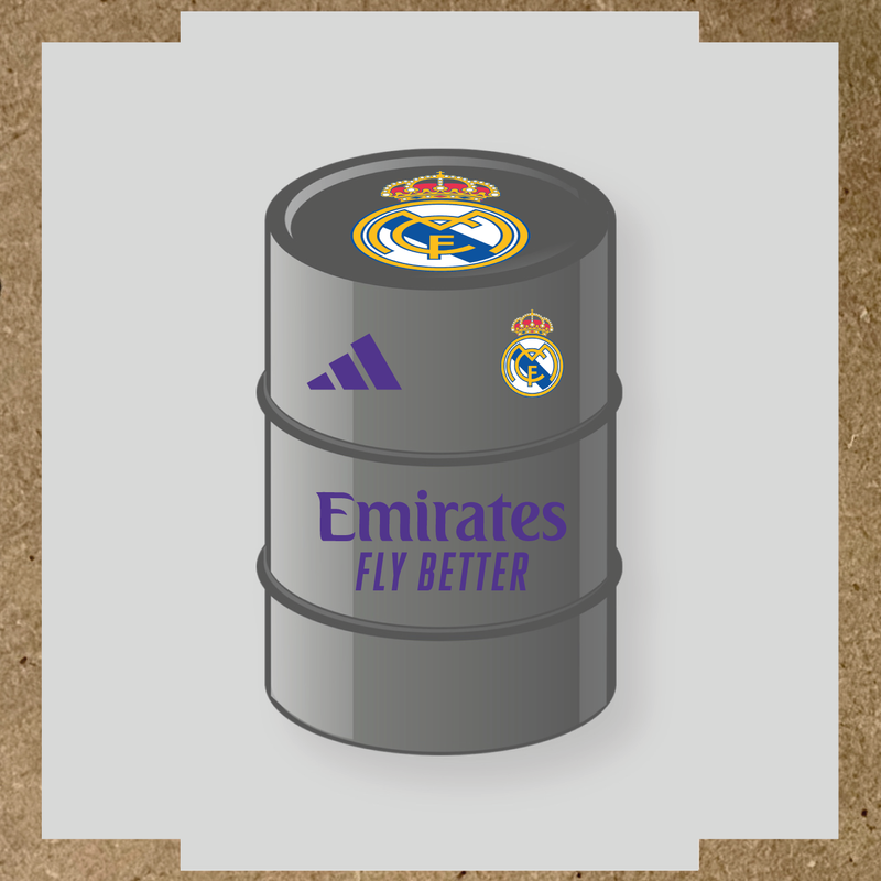 Kit de 4 stickers pour baril décoratif design Real Madrid avec le logo sur le dessus. couleur:violet