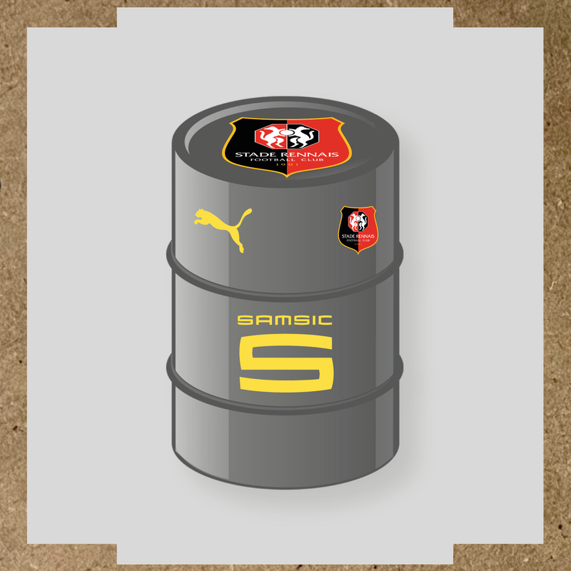Kit de 4 stickers Real Madrid pour baril décoratif, comprenant le logo emblématique du Real Madrid. couleur:jaune clair