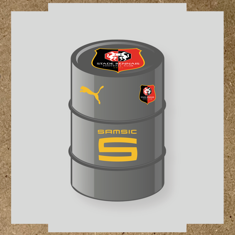 Kit de 4 stickers Real Madrid pour baril décoratif, comprenant le logo emblématique du Real Madrid. couleur:jaune