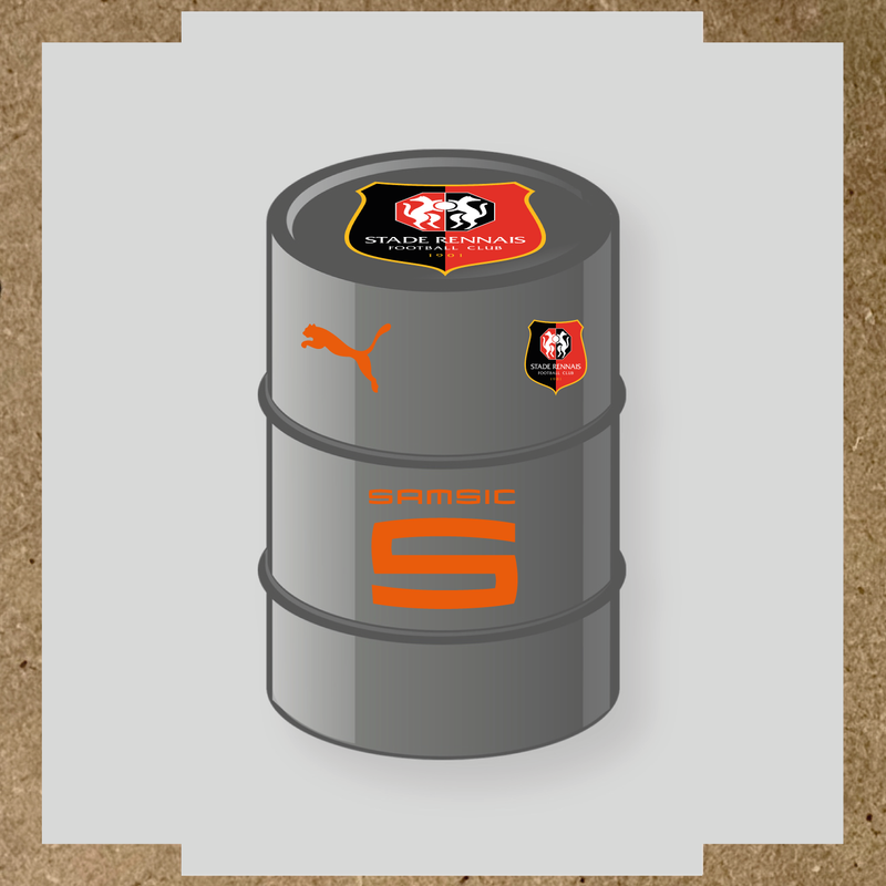 Kit de 4 stickers Real Madrid pour baril décoratif, comprenant le logo emblématique du Real Madrid. couleur:orange