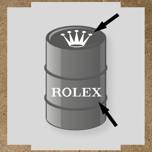 Visuel du kit de 2 stickers pour baril nom de licence avec couronne et texte en blanc sur un design gris. couleur:blanc