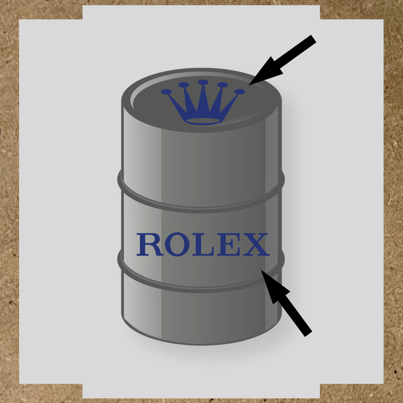 Visuel du kit de 2 stickers pour baril nom de licence avec couronne et texte en blanc sur un design gris. couleur:bleu indigo