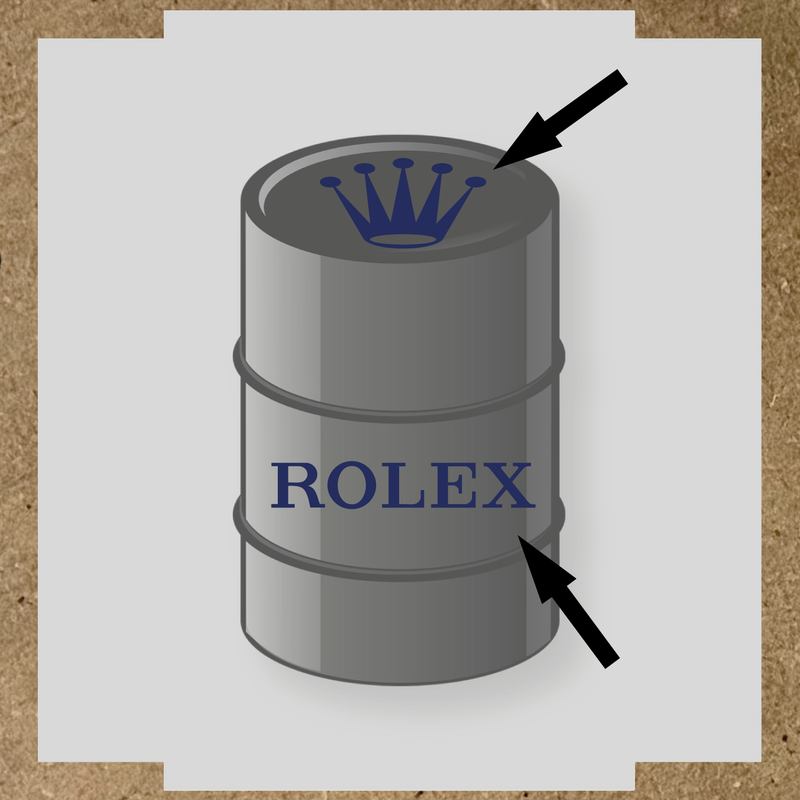Visuel du kit de 2 stickers pour baril nom de licence avec couronne et texte en blanc sur un design gris. couleur:bleu nuit