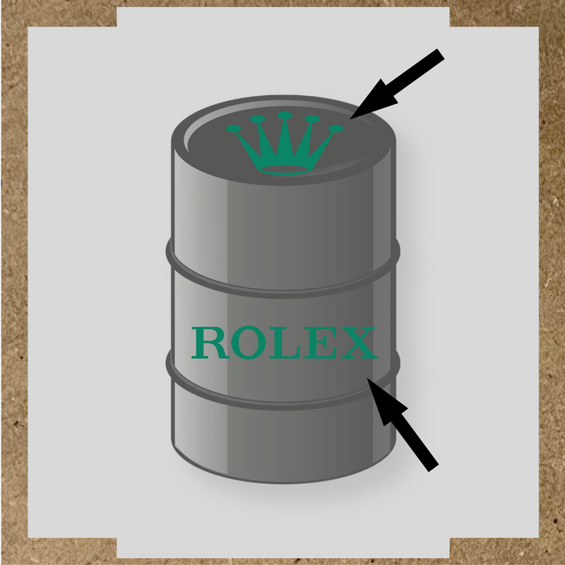 Visuel du kit de 2 stickers pour baril nom de licence avec couronne et texte en blanc sur un design gris. couleur:vert jade