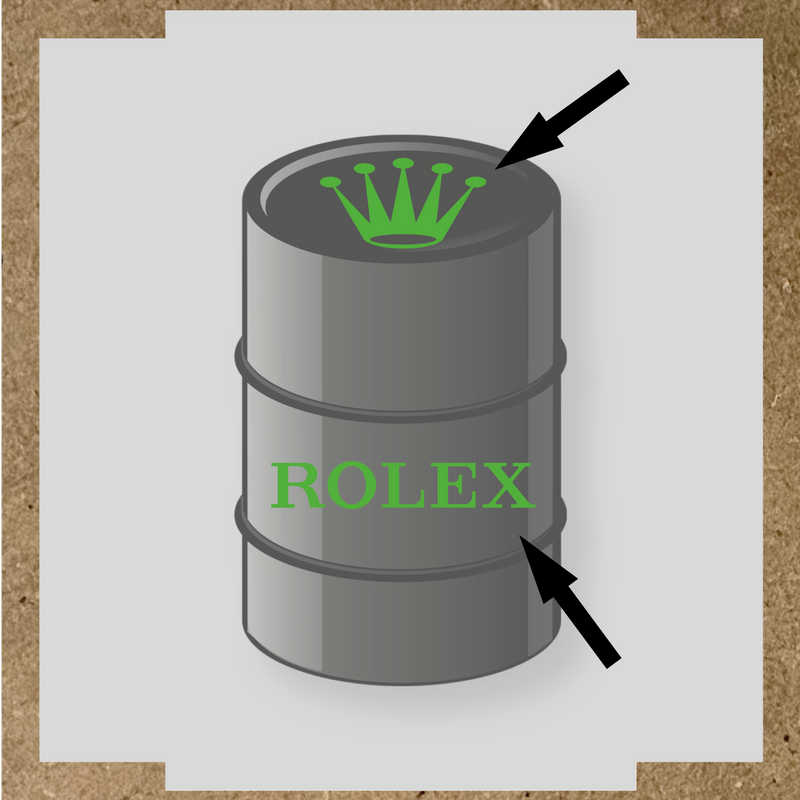 Visuel du kit de 2 stickers pour baril nom de licence avec couronne et texte en blanc sur un design gris. couleur:vert prairie