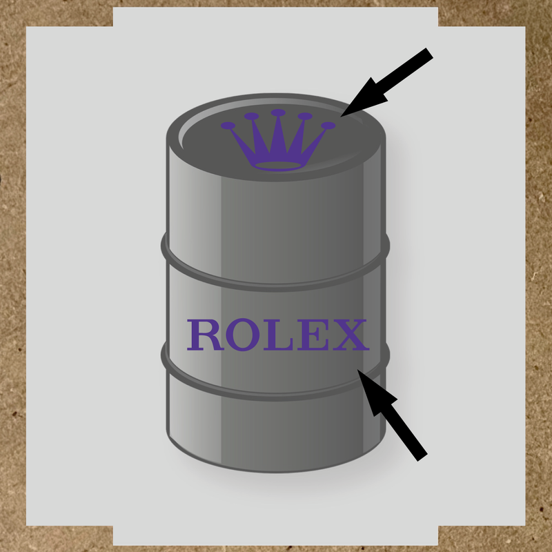Visuel du kit de 2 stickers pour baril nom de licence avec couronne et texte en blanc sur un design gris. couleur:violet