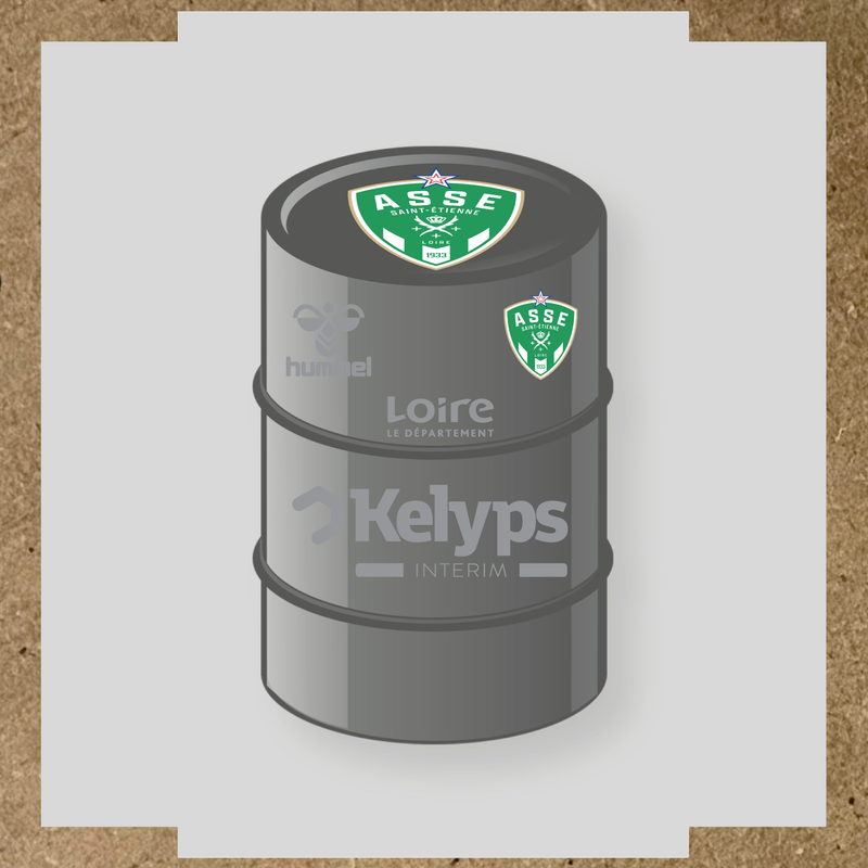 Kit de 4 stickers ASSE pour baril décoratif, mettant en avant le logo principal ASSE. couleur:argent