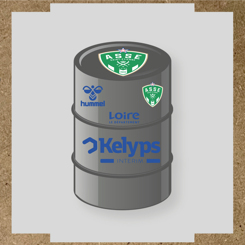 Kit de 4 stickers ASSE pour baril décoratif, mettant en avant le logo principal ASSE. couleur:bleu acier
