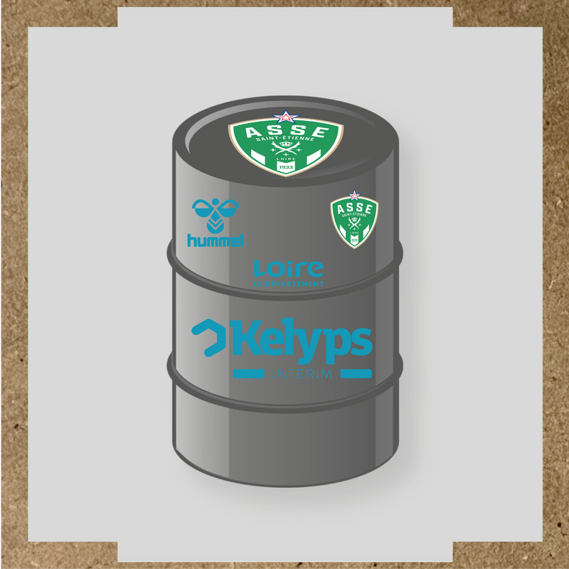 Kit de 4 stickers ASSE pour baril décoratif, mettant en avant le logo principal ASSE. couleur:bleu azur