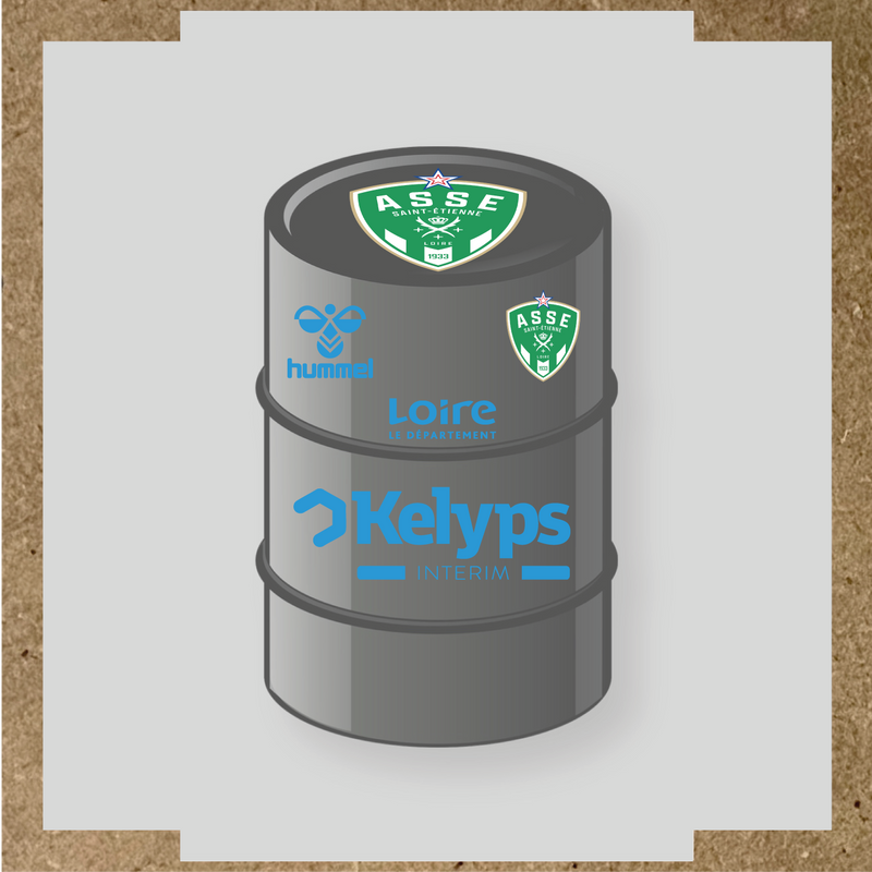 Kit de 4 stickers ASSE pour baril décoratif, mettant en avant le logo principal ASSE. couleur:bleu ciel