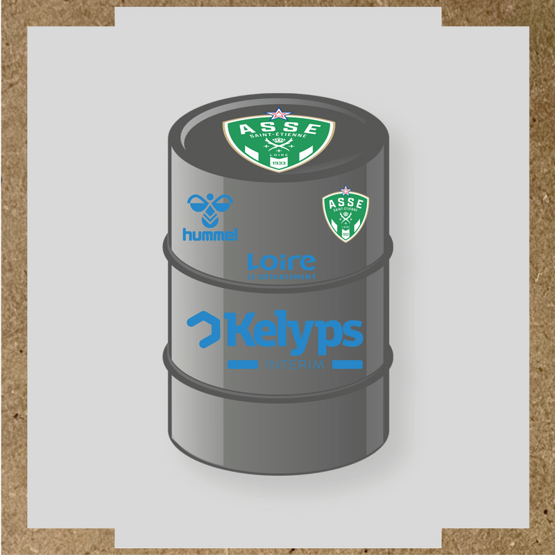 Kit de 4 stickers ASSE pour baril décoratif, mettant en avant le logo principal ASSE. couleur:bleu lagon