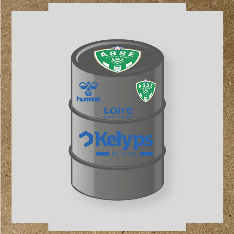 Kit de 4 stickers ASSE pour baril décoratif, mettant en avant le logo principal ASSE. couleur:bleu pétrole