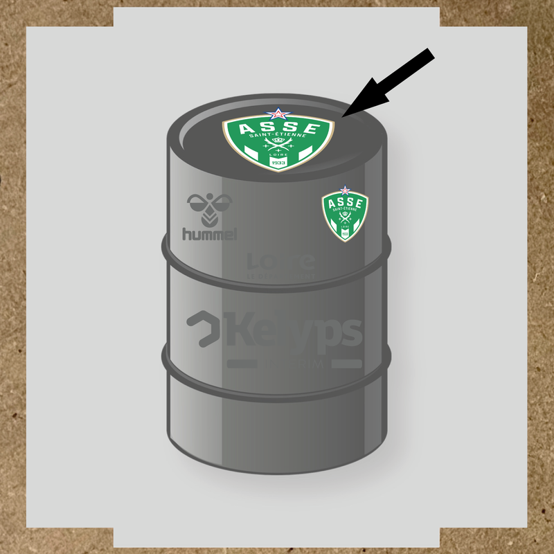 Kit de 4 stickers ASSE pour baril décoratif, mettant en avant le logo principal ASSE. couleur:gris foncé