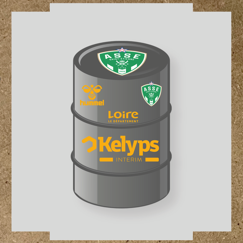 Kit de 4 stickers ASSE pour baril décoratif, mettant en avant le logo principal ASSE. couleur:jaune foncé