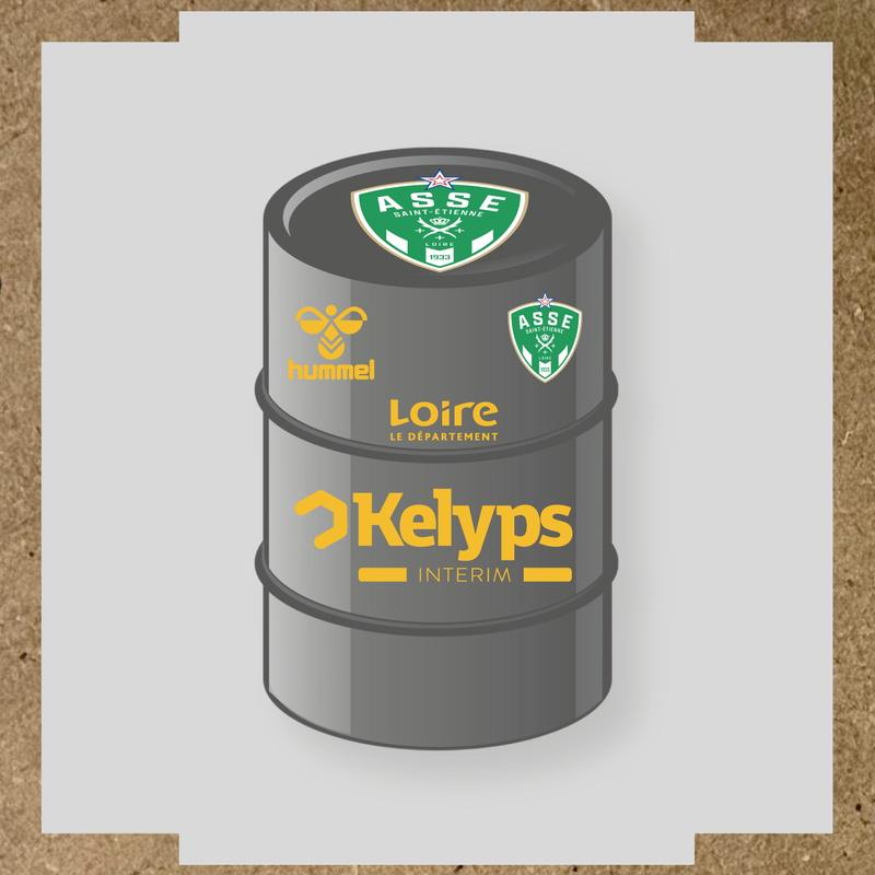 Kit de 4 stickers ASSE pour baril décoratif, mettant en avant le logo principal ASSE. couleur:jaune