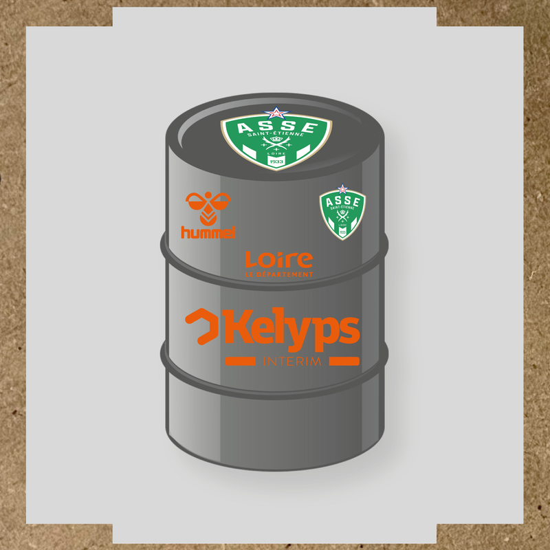 Kit de 4 stickers ASSE pour baril décoratif, mettant en avant le logo principal ASSE. couleur:orange
